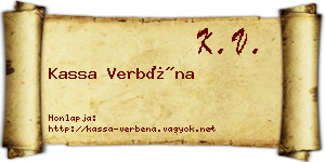 Kassa Verbéna névjegykártya